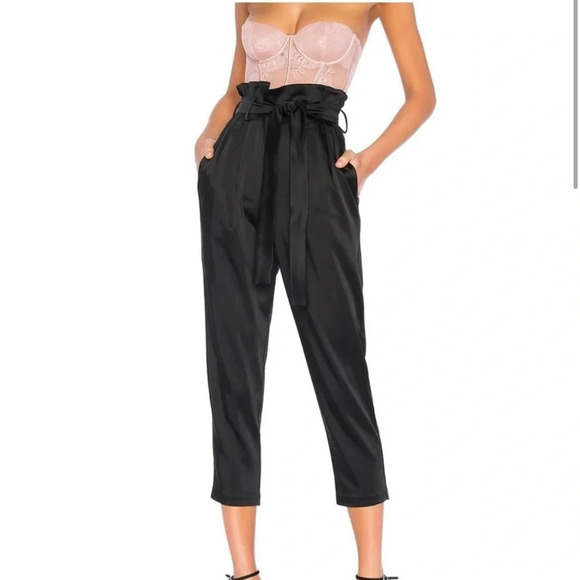 Amanda Uprichard Tessi Pant Cropped, Paperbag, Pleated Waist Belted- Sz M - Picture 1 of 5